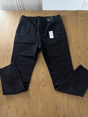 Express Black Skinny Jeans with Raw Hem